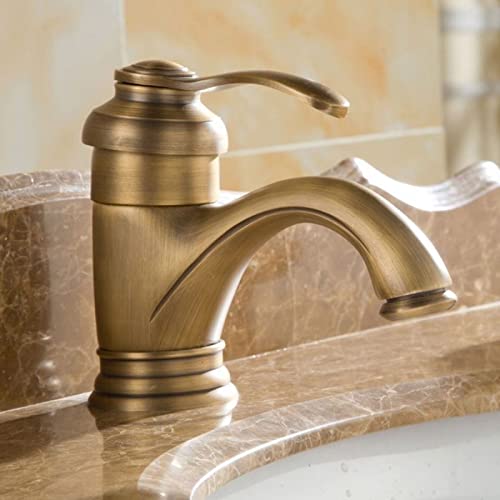 Robinet de lavabo vintage à trou simple, mitigeur eau chaude et froide pour vasque rétro