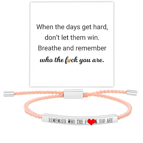 Let Them Tube Bracelet for Women, Self Worth Motivation Bracelet Adjustable Braided Rope Handmade Engraved Bracelet Stainless Steel To My Daughter Inspirational Jewelry Gifts for Women Best Friend (Remember Heart Pink&Silver)