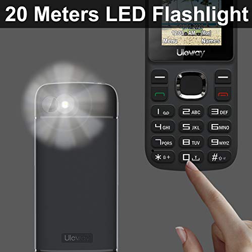 Uleway Basic Cell Phone Unlocked 3G Big Icon Easy to Use Feature Phone with LED Torch ATT Unlocked Cell Phones for Kids, Seniors (H20 /Pure Talk/Cricket) (Black) - Thumbnail 2