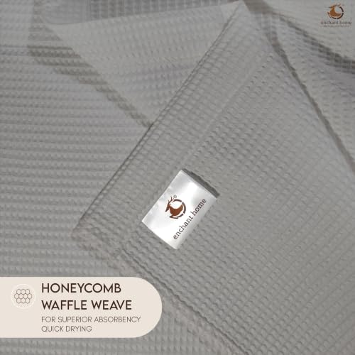Image of Pure Cotton Waffle Towel | Lightweight | Anti Microbial and Water Absorbent | Soft Touch Quick Drying Bath Towel (Silver, Pack of 1)