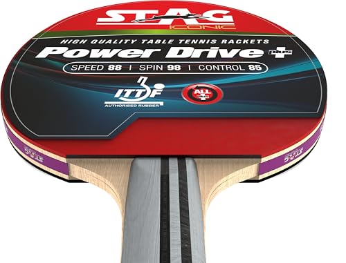 Image of Power Drive Plus Table Tennis Racquet Intermediate ITTF Approved Rubber (Multicolor)