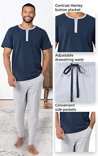 PajamaGram Mens Lightweight Jogger Pants Pajama Set - 100% Cotton PJ Sets for Men, Long Sleeve Men's Sleepwear - Men PJ Set4