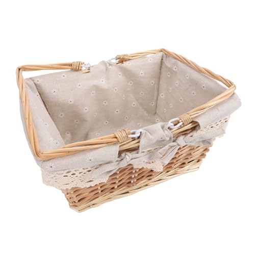 Generic Elegante Cesta de Picnic de Mimbre Hecha a Mano con Forro Desmontable, Artesanía, Ideal para el Día de la Madre y Acción de Gracias (Margarita)