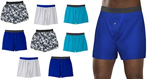 Fruit of the Loom Men's Knit Boxers 8-Pack Breathable Cooling Cotton Micro-Mesh Soft Flex Waistband