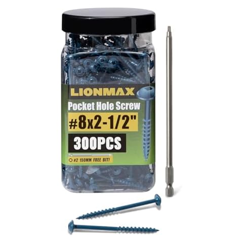 LIONMAX Pocket Hole Screws 300PCS with Bit Cover