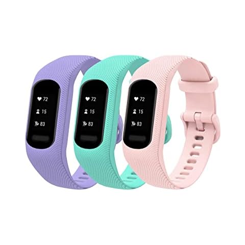 iBREK for Garmin Vivosmart 5 Bands,Replacement Watch Bands for Women Men Large Small(No Tracker)-Small,3 Pack:Pink&Teal&Lavender Cover