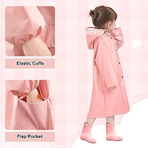 Image of LAMA Kids Raincoat with Hood, Lightweight Raincoat for Girls, Kid Long Rain Jacket