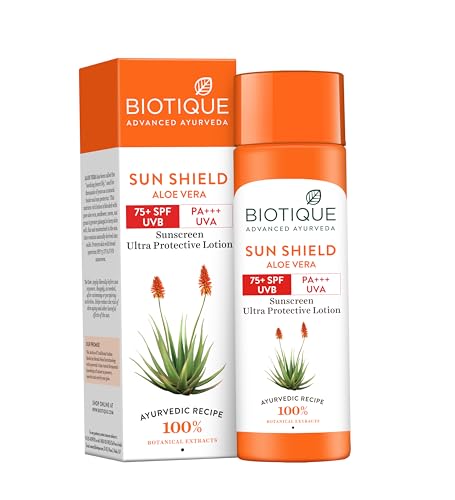 Biotique Aloe Vera 75+SPF UVA/UVB Sunscreen Ultra Soothing Body Lotion, For all skin type, 190ml