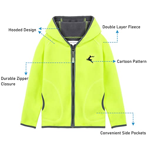 Littlespring Kids Fleece Hoodie For Boys Fall Winter Warm Zip Up Jacket, Light Green, Size 8 #TOP2