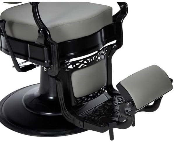 Genérico Sillón Clásico de Barbero hidráulico Estilo Vintage con reposapies Integrado Modelo Check Gris
