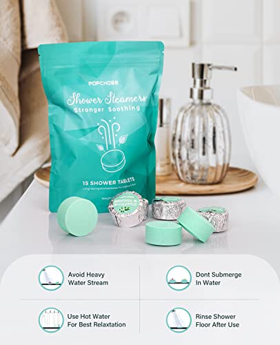Popchose Shower Steamers Aromatherapy - 15 Pack Eucalyptus Mint Shower Tablets Stress Relaxation Self-Care Shower Bombs With Essential Oils, Quick Relief Nasal Congestion Gifts For Women & Men #TOP4