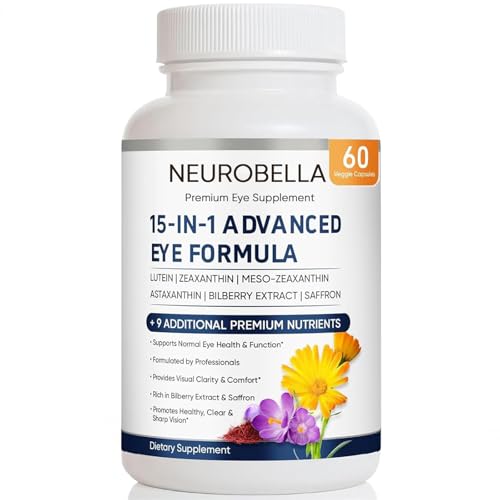 Neurobella Eye Formula 15 in 1 Daily Eye Wellness Supplement with Lutein Zeaxanthin Bilberry & Vitamins Clean Capsule Formula for Adult Wellness Routine (1)