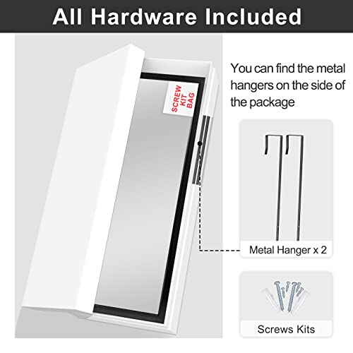Image of NeuType Over The Door Mirror Full Length - Hanging, Leaning, or Wall Mounted - 55 inchx16 inch, Black, No Stand