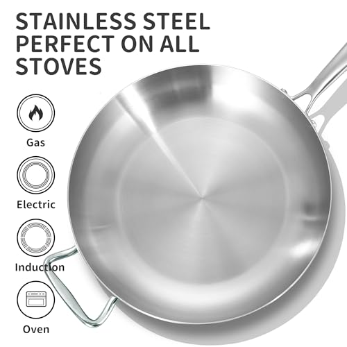 Bzayeat 13-Inch Tri-Ply Stainless Steel Frying Pan with Lid | Large Size by Bzayeat - Used condition - Image 2