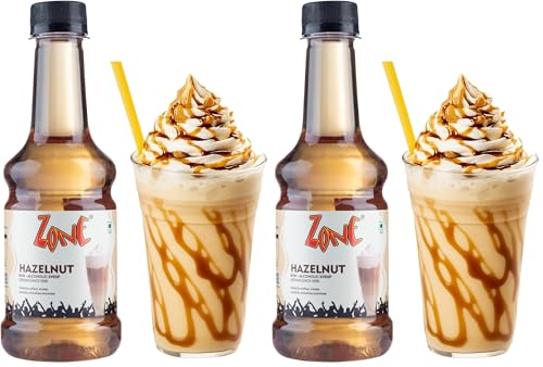 Image of Zone Hazelnut Syrup 300ml | Sweet & Nutty Caramelized Hazelnut Flavor for Coffees, Cocktails, Desserts & More | 35+ Flavours (Pack of 2)