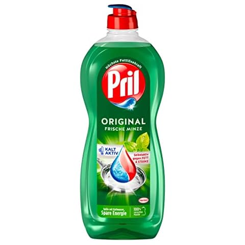 Pril Original Frische Minze (675 ml), Handgeschirrspülmittel mit höchster Fettlösekraft, für sauberes Geschirr auch in kaltem Wasser, frischer Minzduft Cover