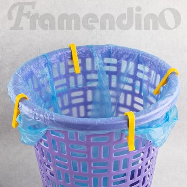 Framendino, 20 Pack Yellow Plastic Kitchen Clip for Use on Bin Trash Can Bag, Anti-Slip Fixation Holder