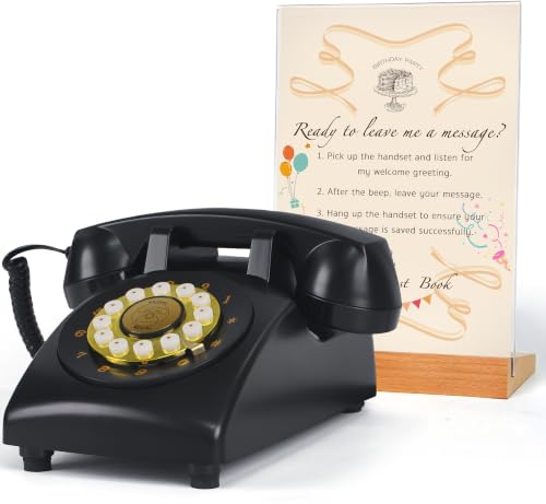 Image of RetroVox Audio Guest Book Wedding Phone Guestbook Guest Audio Message Book, Vintage Style for Wedding Reception, Bridal Shower, Baby Shower（D Classic Black）
