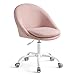 SONGMICS Silla de Oficina en Casa, Silla Giratoria de Algodón y Lino, Silla de Escritorio, Acolchada con Espuma, Altura Ajustable, para Estudio, Dormitorio, Rosa Jalea OBG020P01