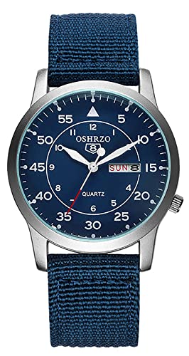 Gosasa Men Military Watches Sport Textile Nylon Strap Stylish Men's Watch Fashion Classic Watches Analog Display Quartz Waterproof Casual Wristwatch, S-Blue, Casual
