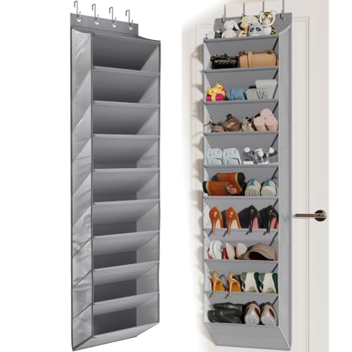 Over-the-Door Shoe Organizer 10-Tier Grey