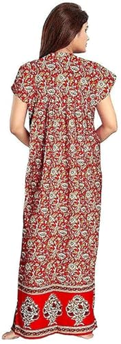 Image of YUKATA Nighty for Women Cotton Printed Maxi Gown Ankle Length Nighty Night Dress Gown for Women Maxi - Free Size (Pack of 2)