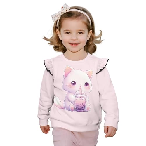 Toddler Sweatshirt Girls Crew Neck Hoodies Trendy Long Sleeve Hoodies Cute Tops for Kindergartener Age 1-8 Years