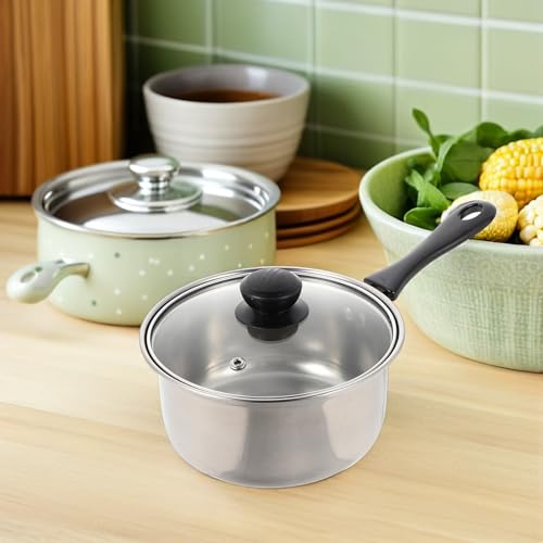 Olla de leche de acero inoxidable Housoutil con tapa de absorción óptima de calor 7