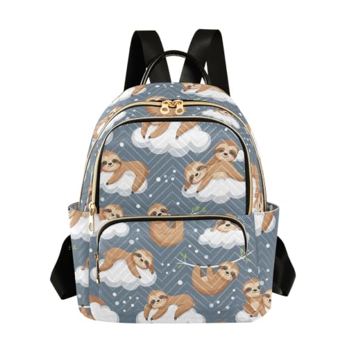 Sac à dos matelassé gris à pois pour femme avec poches zippées taille Medium