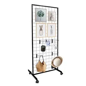 NEESEEYEE 1-Pack Four Pieces Gridwall Panels Tower with T-Base Floorstanding, Detachable Girdwall for Easy Transport, Standing Grid Tower, Craft Fair Display Rack, Retail Display, Show Rack
