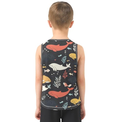 Boys Tank Top Shirts Cartoon Ocean Life Whale Sleeveless T-Shirts Crew Neck for Kids Clothing Children3