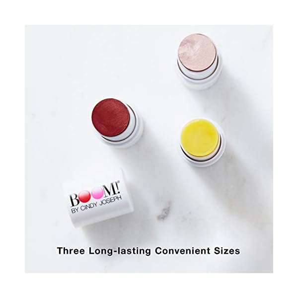 BOOM! by Cindy Joseph Boomstick Trio - 3 Pack Boom Makeup Sticks - Blush Stick in Berry, Highlighter Stick & Moisturizer Stick - Multi-Use Vegan Makeup Sticks for Older Women & Mature Skin