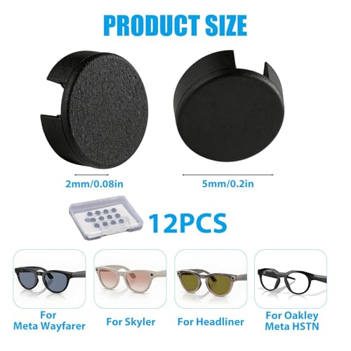 12Pcs LED Light Blocker Sticker Cover for Ray-Ban Meta Wayfarer Skyler HSTN | for Oakley Headliner Lens Protector Self-Adhesive Light Blocking Stickers Light Cover for RayBan Meta Smart Glasses - Image 2