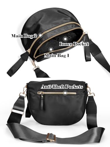Image of Pure Colour Crossbody Bag Bum Bag for Women,Spacious Purse Fanny Packs Belt Bag,Oversized Bum Bag (Colour Bum Bag-Black)