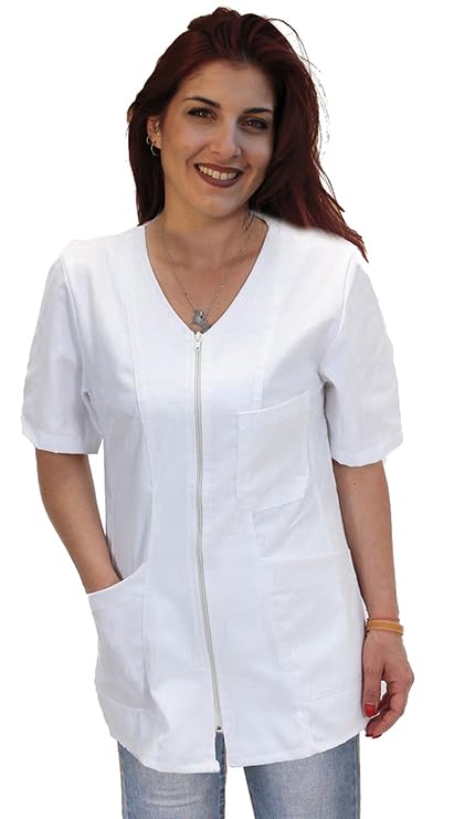 Camice Da Lavoro Donna Con Cerniera - Cotone Comodo | Per Estetiste E Parrucchiere - Foto 6