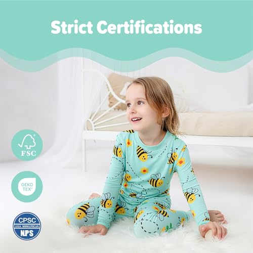 Image of Kids 2-Piece Soft Bamboo Viscose Clothing Set, Long Sleeve Top & Pants, Everyday Outfit for Toddler Boys & Girls