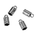 HooAMI Stainless Steel Leather Cord End Cap Bead Loop Barrel Clasp Silver Tone 20pcs(Fit 4mm Cord)