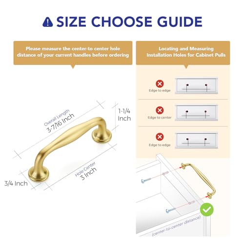 Image of Ravinte 10 Pack 3 Inch Brushed Brass Kitchen Cabinet Handles Solid Zinc Alloy Cabinet Pulls Cupboard & Drawer Handles