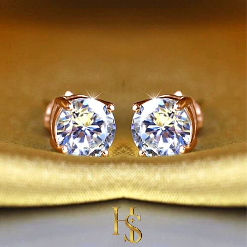 Image of HIGHSPARK 925 Silver Solitaire Earrings for Women | 92.5 Sterling Silver and Diamond like Brilliance Sparkling Zirconia for that Stunning Shine | Lovely Gift
