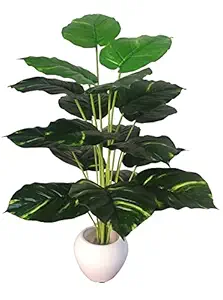 BK MART Artificial Money Plant Tree Leaves Bonsai With Pot(Multicolour)