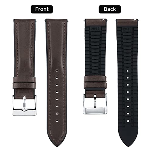 Image of BINLUN Leather Watch Band 14mm 16mm 18mm 19mm 20mm 21mm 22mm Quick Release Premium Oil Wax Leather and Breathable Silicone Hybrid Watch Bands Replacement Strap for Men Women