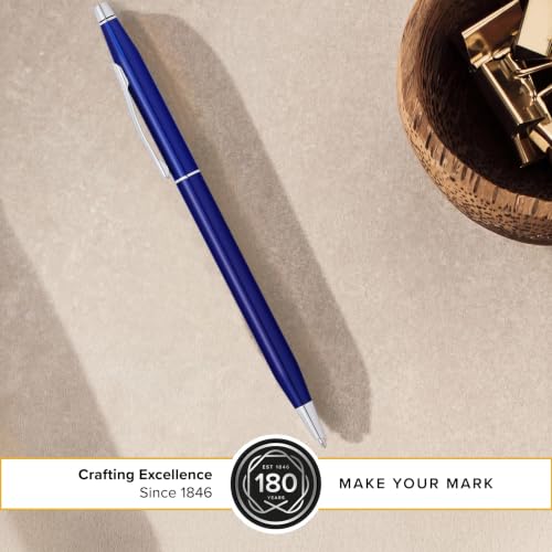 Image of Cross Classic Century Translucent Blue Lacquer Ballpoint Pen, Black Ink | Refillable Ballpoint Pen for Effortless Writing, Durable Construction, Premier Distinctive Look, Gift-Ready, Medium Point