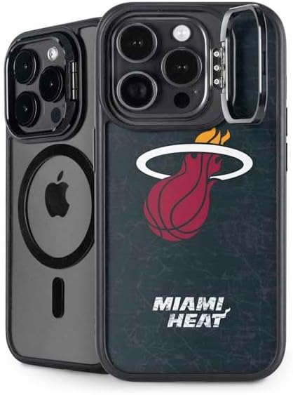 Skinit Kickstand Phone Case Compatible with iPhone 16 Pro Max - Officially Licensed NBA Miami Heat Black Partial Logo Design