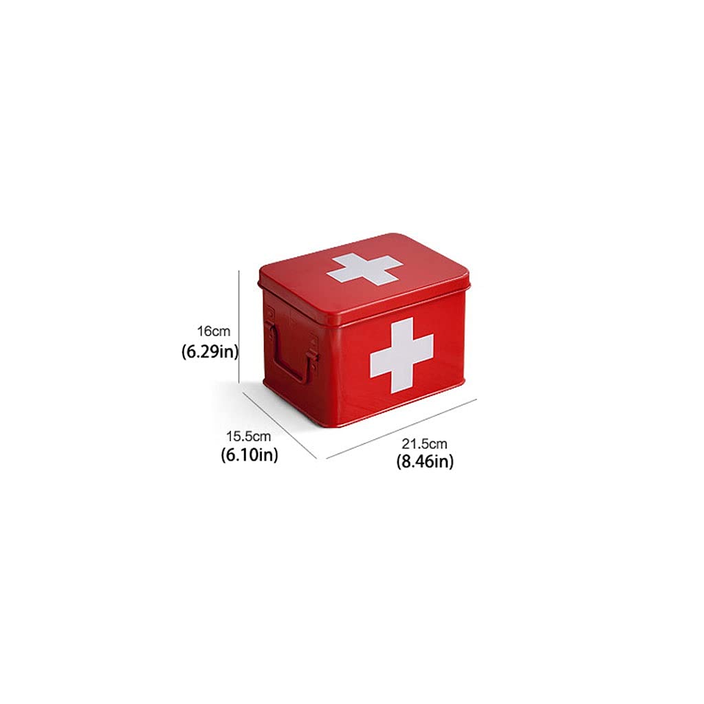 Botiquín de Primeros Auxilios 8,46 Pulgadas, Caja médica, botiquín for el hogar, Almacenamiento Metal, botiquines,Botiquín de Primeros Auxilios(Red)