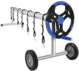 NewMultis 18 Ft Aluminum Inground Solar Cover Swimming Pool Cover Reel Blue (Blue)