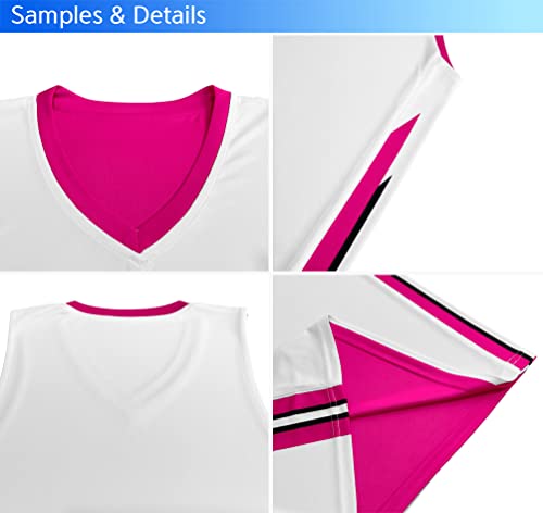 Kxk Youth Reversible Basketball Jersey Shirts,Fashion 90S Hip Hop Blank Basketball Jerseys For Kids Pink/White thumb #4