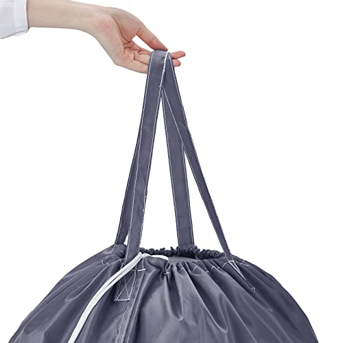 Homest 2 Pack Wash Me Travel Laundry Bag With Handles, Square Base Can Carry Up To 3 Loads Of Clothes, Dirty Clothes Storage With Drawstring Closure,Light Blue And Grey #TOP2