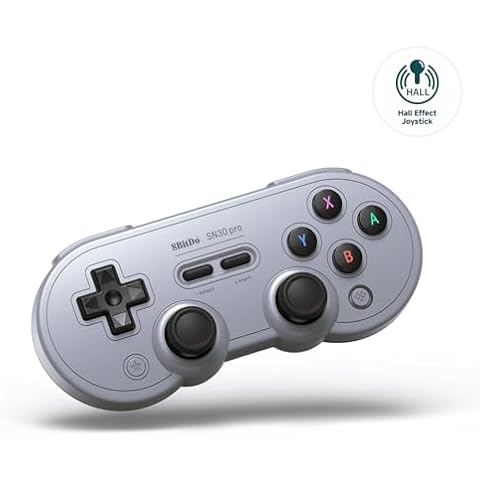 8Bitdo SN30 Pro Bluetooth Controller, Hall Effect Joystick Update, Compatible with Switch, PC, macOS, Android, Steam Deck & Raspberry Pi (Gray) Cover
