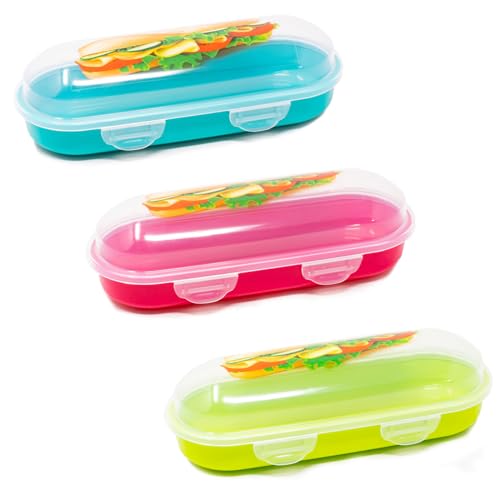QILZO® Porta Bocadillo, Porta Almuerzo, Fiambrera para bocadillo Almacenamiento de Alimentos Reutilizable Libre de BPA, 9,5x23x6,75cm Fabricado en España (1)