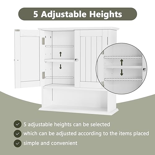 image for Smuxee White Bathroom Cabinet Wall Mounted, Small Bathroom Medicine Ca